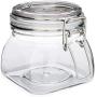 The Grindstone | 500 ml (16 Oz) PET Universal Plastic Kilner Style Jars | Pyramid Style Clear Acrylic Jars | Airtight Snap on Lids with Clasp | Pack of 4