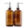 Cornucopia Brands 16-Ounce Amber Glass Bottles w/Stainless Steel Pumps (2-Pack); Lotion & Soap Dispenser Brown Boston Round Bottles for Aromatherapy, DIY, Home & Kitchen Cornucopia Brands 16-Ounce Amber Glass Bottles w/Stainless Steel Pumps (2-Pack); Lotion & Soap Dispenser Brown Boston Round Bottles for Aromatherapy, DIY, Home & Kitchen