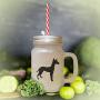Yellow Podenco Canario Silhouette Frosted Glass Mason Jar With Straw