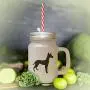 Soft Pink Podenco Canario Silhouette Frosted Glass Mason Jar With Straw