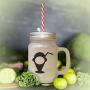 Brown Icecream Image Frosted Glass Mason Jar With Straw