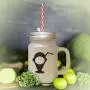 Pot Jar de Concrète à Glace, Verre Froissé Avec Paille Pot Jar de Concrète à Glace, Verre Froissé Avec Paille