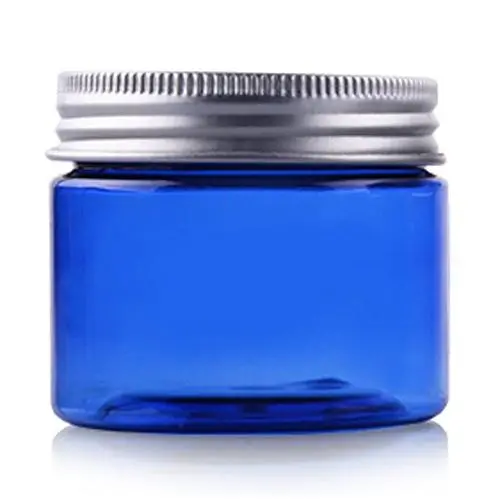 6 Pcs 50G 50ML Plastic Empty PET Refillable Cream Facial Mask Makeup Lotion Container Cosmetic Jars Pot with PVC Mat and Silver Aluminum Lid - Blue Bottle 6 Pcs 50G 50ML Plastic Empty PET Refillable Cream Facial Mask Makeup Lotion Container Cosmetic Jars Pot with PVC Mat and Silver Aluminum Lid - Blue Bottle