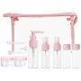 COAWG Travel Bottles Set with Bag, TSA Approved Leak Proof Squeezable Refillable Plastic Travel Accessories with Sucker, Portable Travel Size Toiletries Containers with Labels for Liquid Shampoo