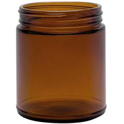 North Mountain Supply 9 Ounce Amber Glass Straight Sided Mason Canning Jars - with 70mm Silver Metal Lids - Case of 12