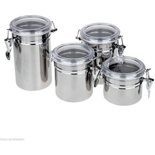 Mccng - Organizer Kitchen - 4pcs Stainless Steel Canister Spice Storage Jar Set Cans Pots Organizer - Table Gold Pans Door Under Utensils Sink Drawer Counter Sugar Cabinet Canisters Organizer Ros