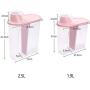 Storage Container With Flip Top Lid,Airtight Food Storage Container Set Double-Grid,Cereal Storage Container Set With With Scale,One Can Dual Purpose,4PCS-1.9L