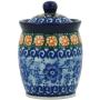 Polish Pottery Jar with Lid 4-inch Dancing Blue Poppies UNIKAT