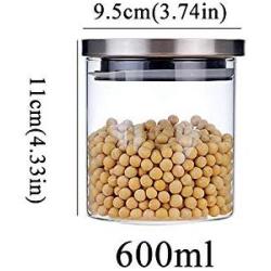 Borosilicate Glass Jars With Stainless Steel Lid Home Storage Bottles Container Kitchen Spice Sealed Bulk Candy Mason Jar,600mlB167