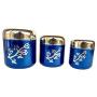 Rastogi Handicrafts Set of 3 Window Kitchen Canister, Stainless Steel (Blue Leaf Design)