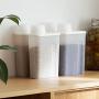 HOMELUNY Set of 4 Cereal Airtight Jars Home Storage Containers Kitchen Storage Jars Large Food Plastic Jars White for Candy, Cookie, Rice, Sugar,Flour,Snacks Keeping Food Dry & Fresh