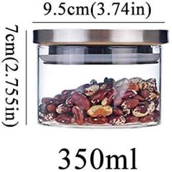 Borosilicate Glass Jars With Stainless Steel Lid Home Storage Bottles Container Kitchen Spice Sealed Bulk Candy Jar,350Mlb167