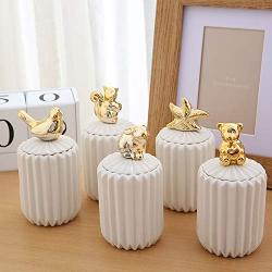Ceramic Animal Storage Jars for Spices Candy Tank Container Jewelry Storage Box Coffee Can Bottle Kitchen Organizer,7