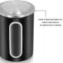 Ensembles de Canisters MLO pour Thé Café Sucre Aliments avec Couvercles Étanchés, Jeu de 3 Pièces (Noir)