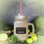 Green My Son Serves In The Mission Frosted Glass Mason Jar With Straw