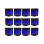 ljdeals 2oz Blue PET Plastic Jars with Lids, Refillable Empty Round Containers, Pack of 12, BPA Free, Made in USA Perfect for Kitchen, Cosmetic, Lotion, Personal Care Products and more