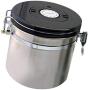 Stainless Steel Airtight Canister with Co2 Vent Valve ＆ Date Tracker Wheel and Locking Clamp for Kitchen, Coffee Ground Vault Jar, Silver, 5inch
