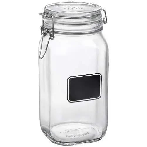 Bormioli Rocco Fido Square Clear Jar with Chalkboard, 50-3/4-Ounce Bormioli Rocco Fido Square Clear Jar with Chalkboard, 50-3/4-Ounce