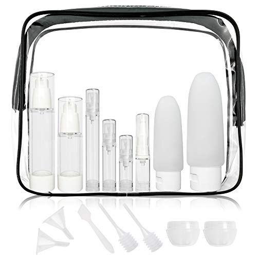 SUNCHIO 15in1 TSA Approved Travel Bottles With Multi Size Capacity From 0.17 to 3.4oz Travel Bottles, Leak Proof Travel Bottles for Women, Refillable Cosmetic Containers for Luxury Cosmetic Use