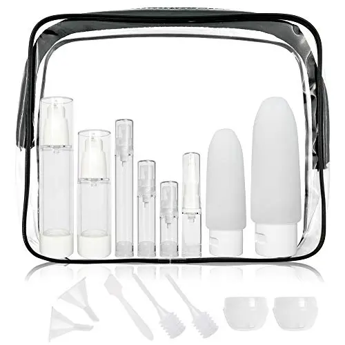 SUNCHIO 15in1 TSA Approved Travel Bottles With Multi Size Capacity From 0.17 to 3.4oz Travel Bottles, Leak Proof Travel Bottles for Women, Refillable Cosmetic Containers for Luxury Cosmetic Use SUNCHIO 15in1 TSA Approved Travel Bottles With Multi Size Capacity From 0.17 to 3.4oz Travel Bottles, Leak Proof Travel Bottles for Women, Refillable Cosmetic Containers for Luxury Cosmetic Use