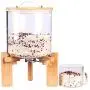 Glass Dry Food Dispenser, Glass Food Storage Canister with Airtight Bamboo Lid, Wooden Stand and Glass Cup for Rice, Beans and Coffee Beans (5L) Glass Dry Food Dispenser, Glass Food Storage Canister with Airtight Bamboo Lid, Wooden Stand and Glass Cup for Rice, Beans and Coffee Beans (5L)
