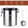 KINCREA Coffee Canister, Airtight Coffee Container with Scoop, CO2 Vent Valve and Date Tracker Wheel,Large Stainless Steel Container Keep Beans and Ground Coffee Fresh Longer