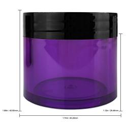 Beauticom 30 Pieces 30G/30ML(1 Oz) Thick Wall Round PURPLE CLEAR Plastic Container Jars with Black Flat Top Lids - Leak-Proof Jar - BPA Free