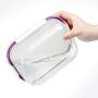FengHui Transparent Plastic Food Storage Organizer Food Preservation Boxes with Airtight Lids for Refrigerator Fridge Cabinet Desk (3 pcs)