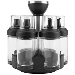 Jars & Boxes - 6cs Set 360 Rotating Spice Jar Rack Cruet Salt Pepper Storage Organizer 100ml - Jars Boxes Bottles Jars Boxes Kitchen Spice Rack Plastic Salt Shaker Condiment Storage Maso