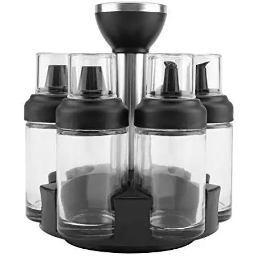 Jars & Boxes - 6cs Set 360 Rotating Spice Jar Rack Cruet Salt Pepper Storage Organizer 100ml - Jars Boxes Bottles Jars Boxes Kitchen Spice Rack Plastic Salt Shaker Condiment Storage Maso