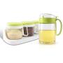 Clear Glass Seasoning Box Set, Multi-purpose Condiment Spice Jar With Lid Spoon Wood Tray Kitchen Spice Storage Canister-e