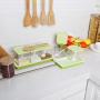 METKA Kitchen Seasoning Box Set - 3 Separate Handle Condiment Boxes-Seasoning Box Jar Plastic Condiment Transparent Storage Container- Cruet with Cover and Spoon (White)