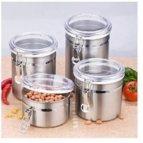 Food Storage Jars Stainless Steel Airtight Sealed Canister Coffee Flour Sugar Tea Container,7.5Cm Food Storage Jars Stainless Steel Airtight Sealed Canister Coffee Flour Sugar Tea Container,7.5Cm