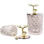 SEVENMORE Elk Glass Embossed Crystal Candy Jar Chocolate Jar Nut Snack Jar Tea Caddy Glass Kitchen Storage Jars Home Decor Centerpieces (S)