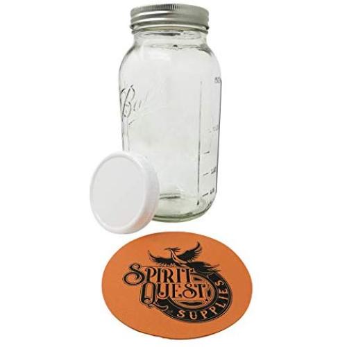 Ball Half Gallon Mason Jars with Storage Lids and Jar Opener - Bundle Pack of 64 oz Wide Mouth Jars, Storage Caps, and Spirit Quest Supplies Large Jar Opener (64oz Wide Mouth - 1 Jar Bundle)
