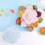 m?kvfa 2-layer Bloom Rotating Snack Box Flower Design Candy Food Storage Box Jewelry Organizer Petal Shape Fruit Plate Snack Storage Tray Home Living Room Candy Dish (Blue)