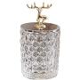 SEVENMORE Elk Glass Embossed Crystal Candy Jar Chocolate Jar Nut Snack Jar Tea Caddy Glass Kitchen Storage Jars Home Decor Centerpieces (S)