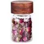 Klare Glasbehälter mit 190ml / 6.5oz Fassungsvermögen und Holzdeckel – 1 Stück, leer, tragbar, für Haus- und Küchenaufbewahrung, Lebensmittelbehälter zum Servieren von Süßigkeiten, Snacks, Honig und mehr.