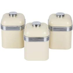 Swan SWKA1020CN Set of 3 Retro Storage Canisters, Cream