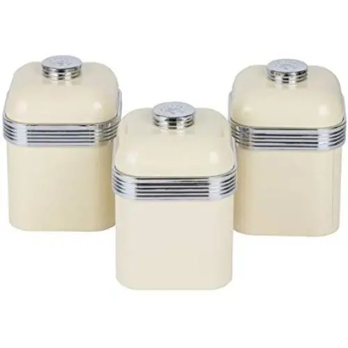 Ensemble de 3 Boîtes de Rangement Retro, Style Swan SWKA1020CN, Crème Ensemble de 3 Boîtes de Rangement Retro, Style Swan SWKA1020CN, Crème