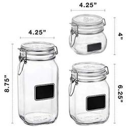 Home Décor Premium Fido Chalkboard Label Jar Set of 3 (17.5 oz33.75 oz50.75 oz.) Storage