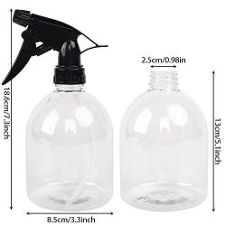 Plastic Spray Bottles 4pcs 16oz Empty Clear Spray Bottle with Black Trigger Sprayers, Adjustable Nozzle, for Cleaning Solutions, Planting, Cooking