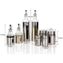 Seasoning Bottle Home Kitchen, Stainless Steel Seasoning Jar Set Kitchen Storage Container Oil Salt And Can Combination
