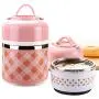 Lunch Box Food Storage Leak Proof Design Jar Kids School Picnic Office Outdoors Cold Container Wide Mouth Extra Stainless Steel (Color : Pink, Size : 1grid)