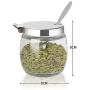 BESTONZON Seasoning box sugar bowl with lid and spoon glass salt pot pepper storage jar - 2pcs