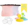 12 Piece Set Eco Friendly Kitchen  Items. (2) Reusable Silicone Food Storage Bags, Leak-Proof, Stand-Up, Airtight, Microwave to Freezer Plus (6) Silicone Stretch Lids Plus (4) Cup Covers.