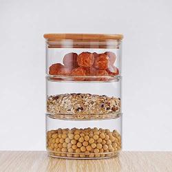 Glass Food Storage Containers With Locking Lids - New 1200ml 3-layer Mason Borosilica Glass Jar Kitchen Food Bulk Container Set For Spices Dried Fruit Storage Can Salad Bowl Box