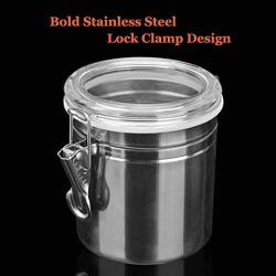 Cookie Jar Cereal Coffee Storage Containers Jar 304 Stainless Steel with Lids Airtight Bpa Free Large, Food Storage Containers Jar for Kitchen Pantry Organization Canister Candy Bulk, 650mL