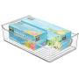 mDesign Wide Plastic Kitchen Pantry Cabinet, Refrigerator or Freezer Food Storage Organizer Bin Box with Handles - Container for Fruit, Vegetables, Yogurt, Snacks, Pasta, 14" Long, 6 Pack - Clear