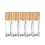 5 Pack 10ml Bamboo Roller Bottle for Essential Oils,Empty Clear Glass Roll On Bottle With Stainless Steel Roller Balls Travel Vial Essential Oil Roller Container-Pipette&funnel Included